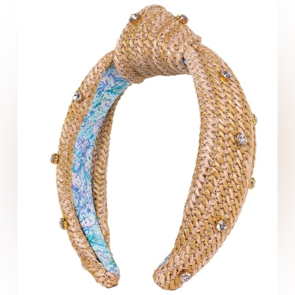 Lilly Pulitzer Embellished Rhinestone Raffia Knot Headband from Soleil It On Me